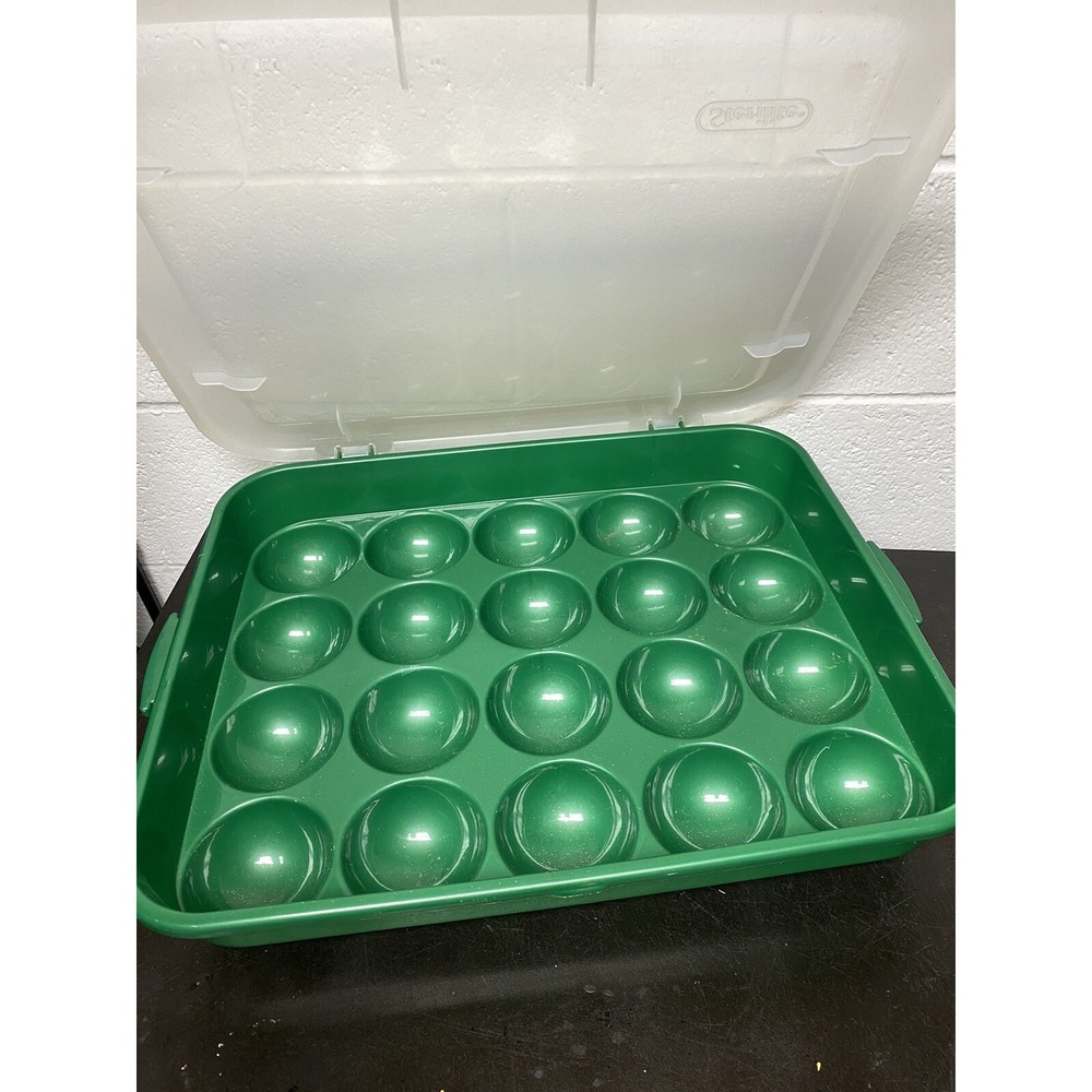 Sterilite 20 Holiday 3.5 Ornament Storage Case &‎ Lid Green Holiday Organization